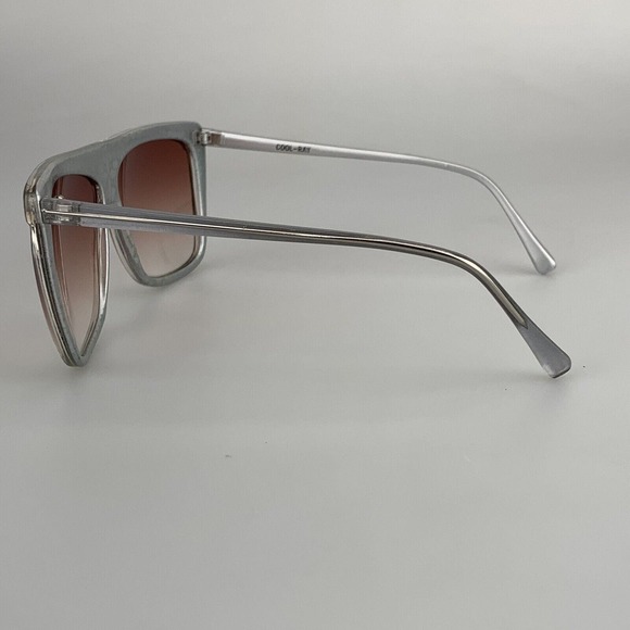 Vintage Cool-Ray Sunglasses Flat Top Shield Green Patterned Square Oversized - Picture 3 of 10